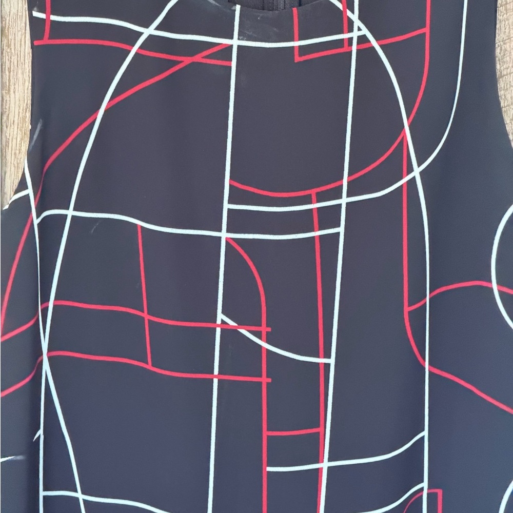 Alfani Black Dress with Red and White Geometric Design - Picture 5 of 12